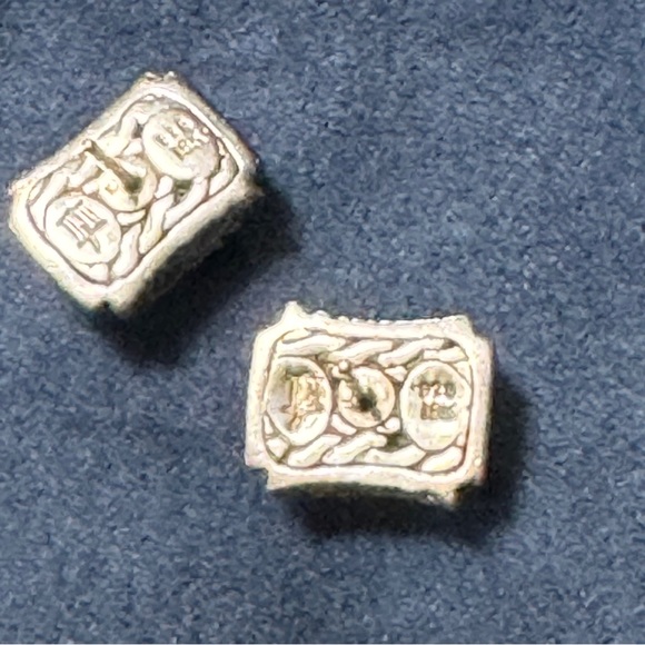 John Hardy Chain LInk Sterling, 18K Gold, Diamond Stud Dome Shaped Earrings - Picture 8 of 8